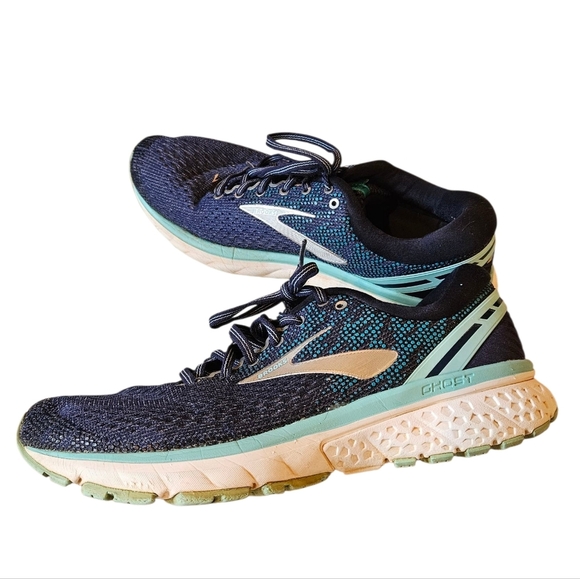 Brooks Women's Athletic Shoes Ghost 11 Running - Navy and Mint - Picture 2 of 9